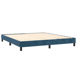 Lit à sommier tapissier et matelas Bleu foncé 160x200cm Velours