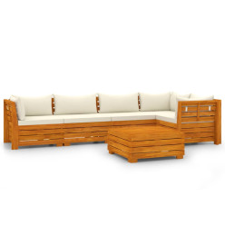Salon de jardin 6 pcs avec coussins Bois d'acacia solide