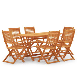 Mobilier à dîner d'extérieur pliable 7 pcs Bois d'eucalyptus
