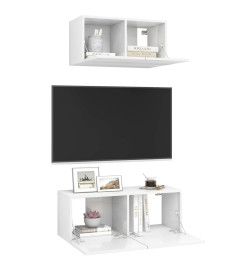 Ensemble de meuble TV 2 pcs Blanc brillant Aggloméré