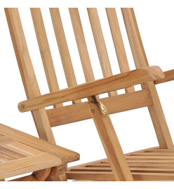 Chaise longue de jardin avec repose-pied et table Bois de teck