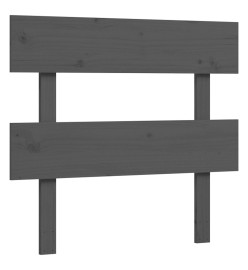 Cadre de lit avec tête de lit gris simple bois massif