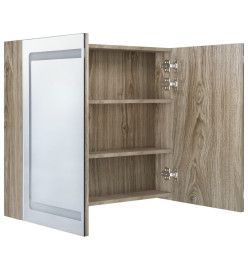 Armoire de salle de bain à miroir LED Chêne 80x12x68 cm