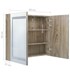 Armoire de salle de bain à miroir LED Chêne 80x12x68 cm