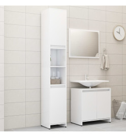 Ensemble de meubles de bain 3 pcs Blanc brillant Aggloméré