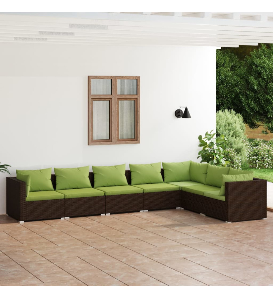 Salon de jardin 7 pcs avec coussins Résine tressée Marron Salon de jardin 7 pcs avec coussins Résine tressée Marron