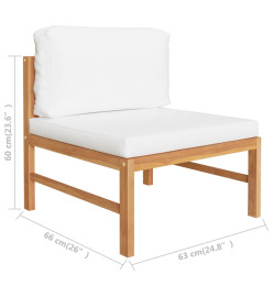 Salon de jardin 3 pcs avec coussins crème Bois de teck