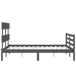 Cadre de lit avec tête de lit gris 140x200 cm bois massif