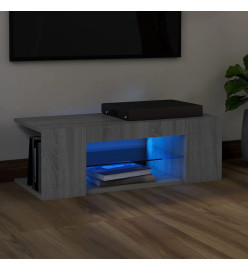 Meuble TV avec lumières LED Sonoma gris 90x39x30 cm