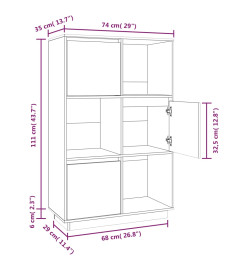 Buffet Noir 74x35x117 cm Bois massif de pin