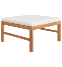 Salon de jardin 8 pcs avec coussins crème Bois de teck solide