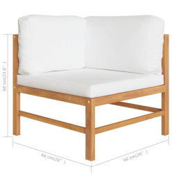 Salon de jardin 8 pcs avec coussins crème Bois de teck solide