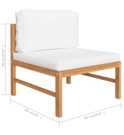 Salon de jardin 8 pcs avec coussins crème Bois de teck solide