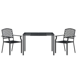 Ensemble de salle à manger de jardin 3 pcs anthracite acier