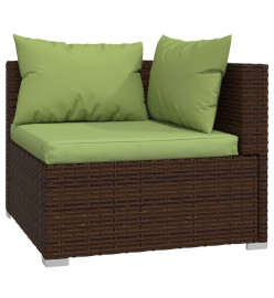 Salon de jardin 6 pcs avec coussins Résine tressée Marron