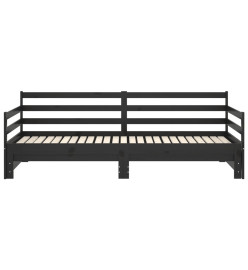 Lit coulissant Noir Bois de pin massif 2x(90x200) cm