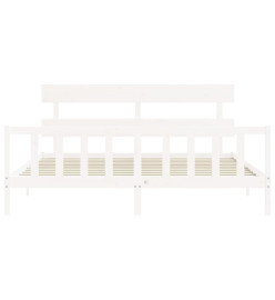 Cadre de lit avec tête de lit blanc 200x200 cm bois massif
