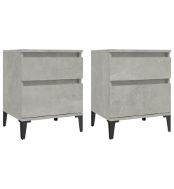 Tables de chevet 2 pcs Gris béton 40x35x50 cm