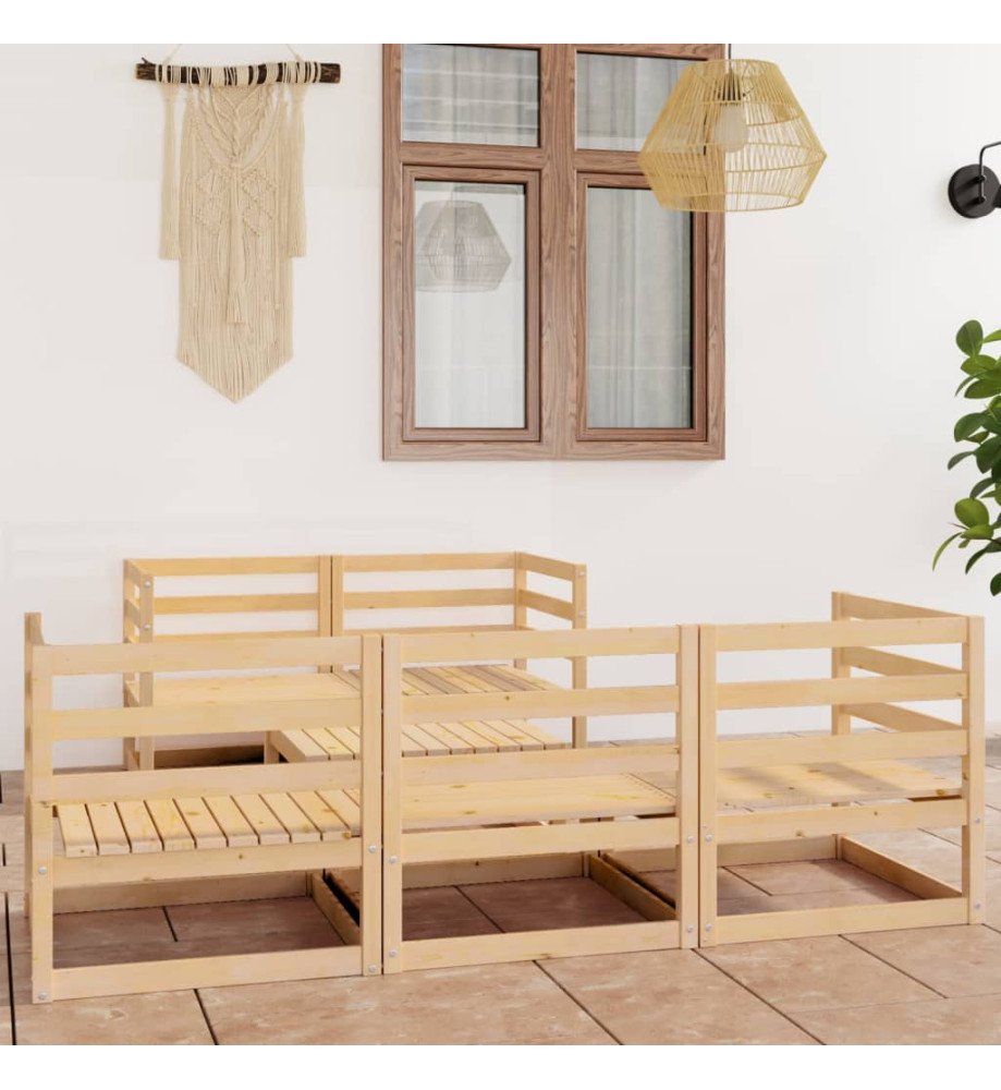 Salon de jardin 6 pcs bois de pin massif Salon de jardin 6 pcs bois de pin massif