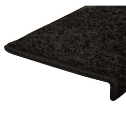 Tapis d'escalier 15 pcs 65x21x4 cm Noir