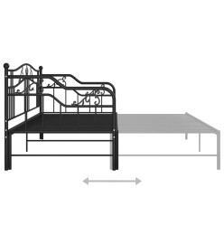 Cadre de canapé-lit extensible Noir Métal 90x200 cm