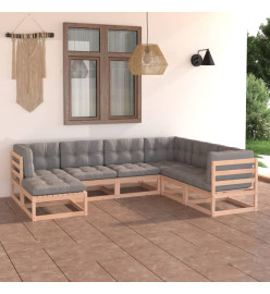 Salon de jardin 7 pcs avec coussins Bois de pin massif