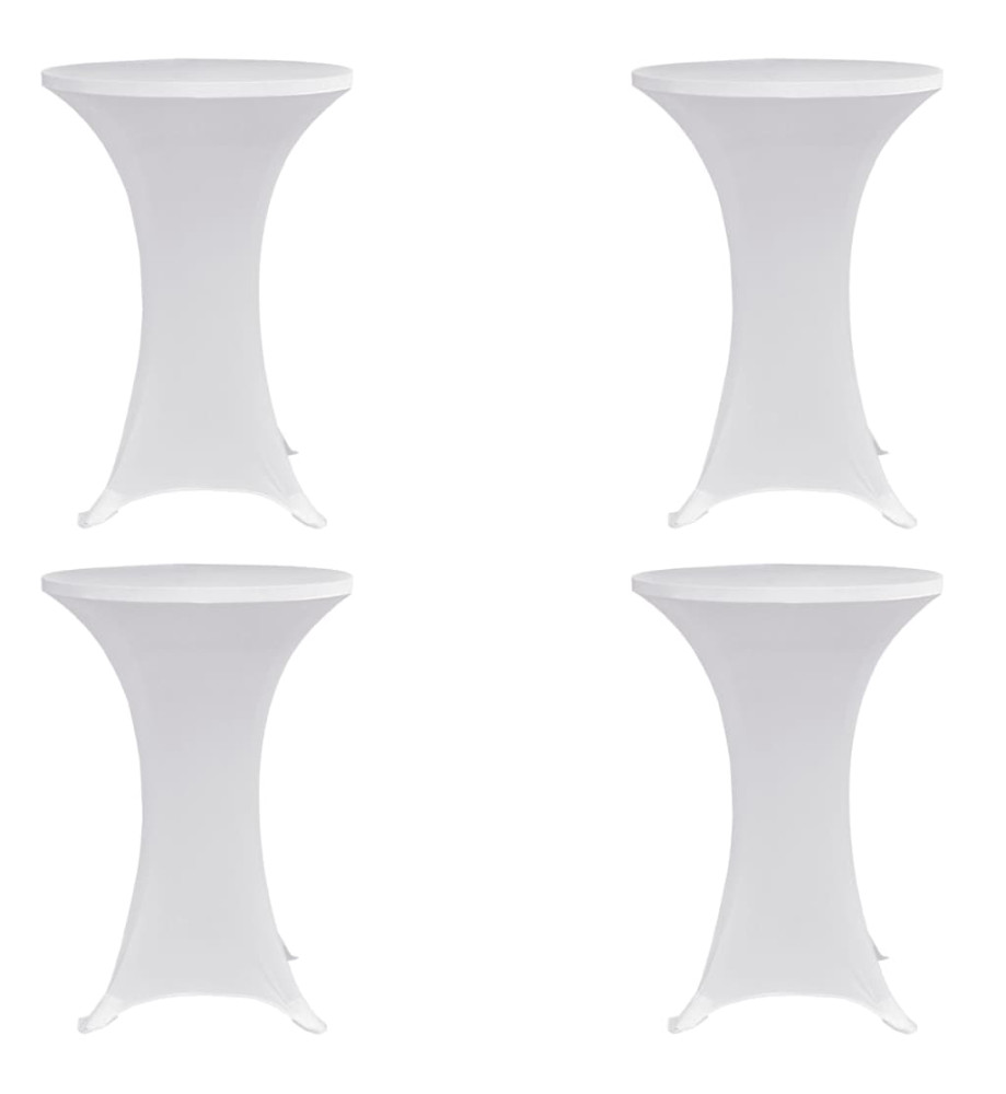 Housses élastiques de table Ø 70 cm Blanc 4 pcs