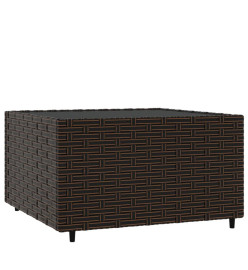Table basse de jardin carré marron 50x50x30 cm résine tressée