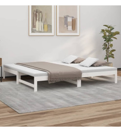 Lit coulissant Blanc 2x(100x200) cm Bois de pin massif