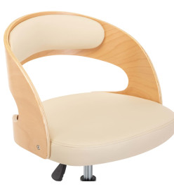 Chaise pivotante à dîner Crème Bois courbé et similicuir