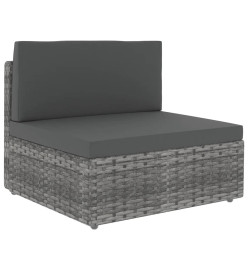 Salon de jardin 8 pcs avec coussins Gris Résine tressée
