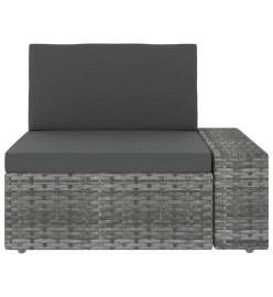 Salon de jardin 8 pcs avec coussins Gris Résine tressée