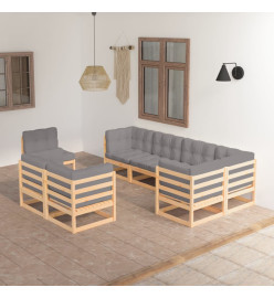 Salon de jardin 8 pcs avec coussins Bois de pin massif