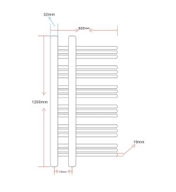 Sèche-Serviettes Chauffage Central en forme de E 600 x 1200 mm