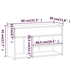 Banc à chaussures Chêne marron 80x30x45 cm Bois d'ingénierie