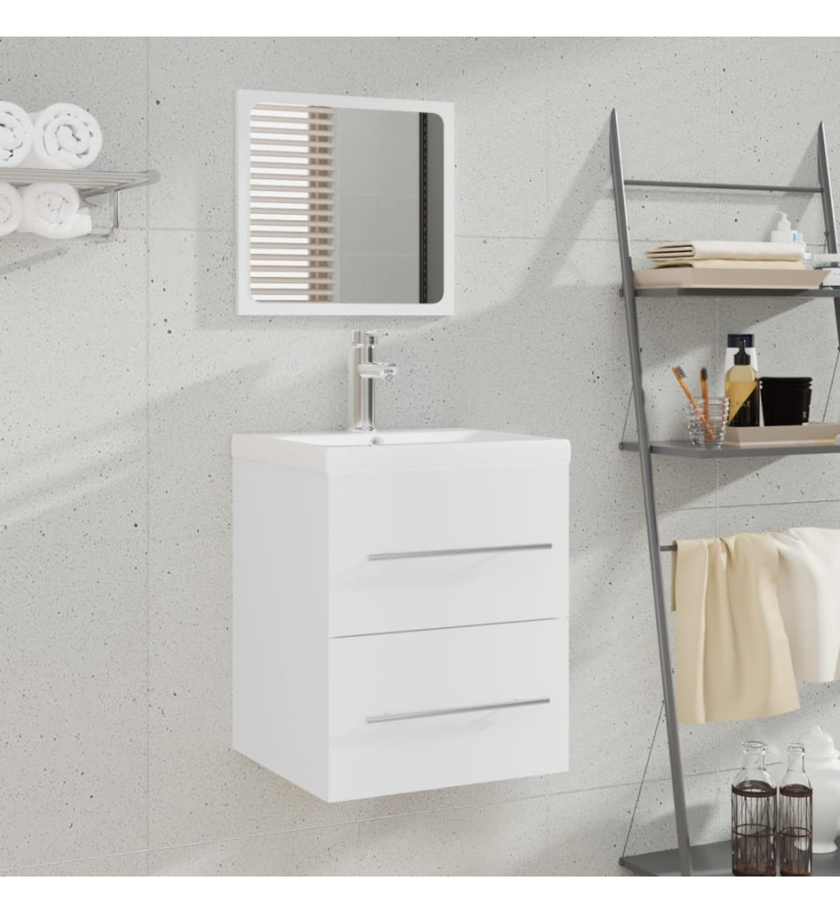 Meuble lavabo avec bassin intégré Blanc Bois d'ingénierie