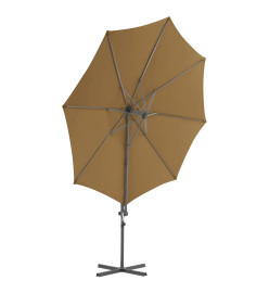 Parasol en porte-à-faux avec mât en acier Taupe 300 cm