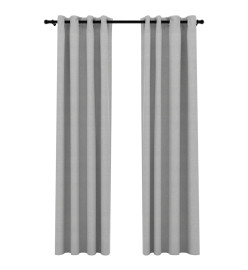 Rideaux occultants Aspect lin avec œillets 2 pcs Gris 140x245cm