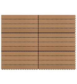 Carreaux de terrasse 6 pcs WPC 60x30 cm 1,08 m² Marron