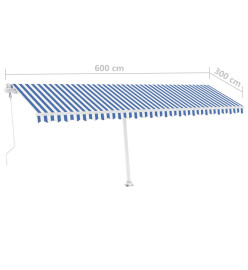 Auvent automatique sur pied 600x300 cm Bleu/Blanc