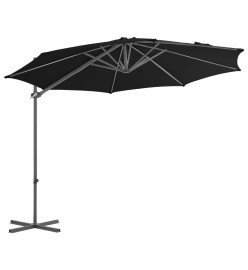 Parasol déporté avec mât en acier Noir 300 cm