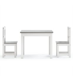 Ensemble de table et chaises enfants 3 pcs Blanc et gris MDF