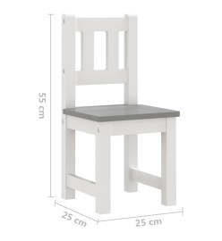 Ensemble de table et chaises enfants 3 pcs Blanc et gris MDF