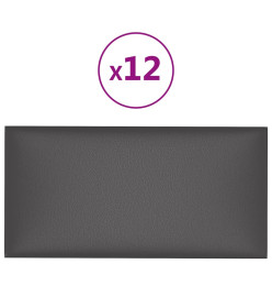 Panneaux muraux 12 pcs Gris 60x30 cm Similicuir 2,16 m²