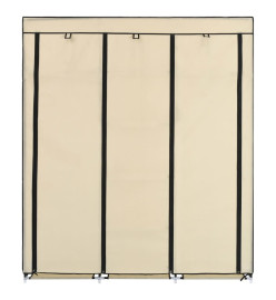 Armoire avec compartiments et barres Crème 150x45x175 cm Tissu