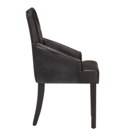 Chaises à manger lot de 6 noir cuir de chèvre véritable