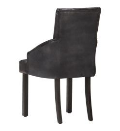 Chaises à manger lot de 6 noir cuir de chèvre véritable