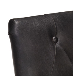 Chaises à manger lot de 6 noir cuir de chèvre véritable