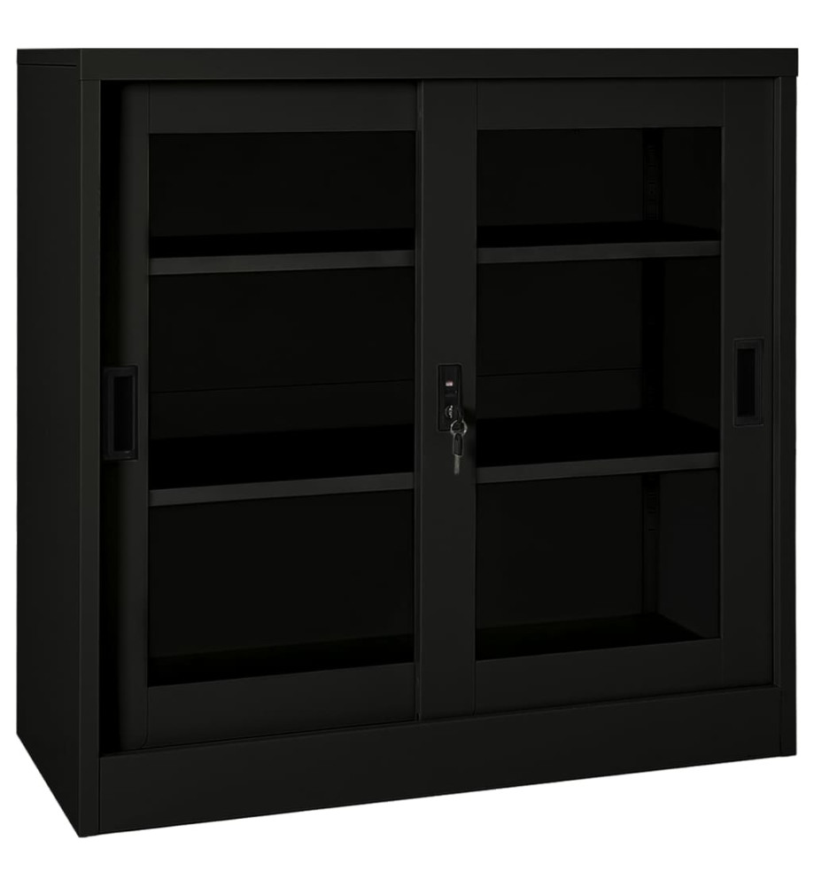 Armoire à portes coulissantes Noir 90x40x90 cm Acier