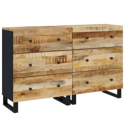 Buffets 2 pcs 60x33x75 cm Bois de manguier brut